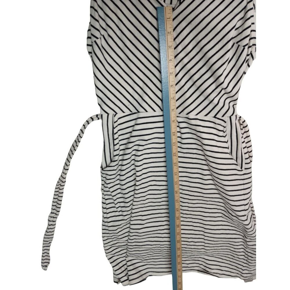 Monteau Los Angeles Womens White/Black Stripe Tied Waist Dress Size Small - Picture 11 of 14